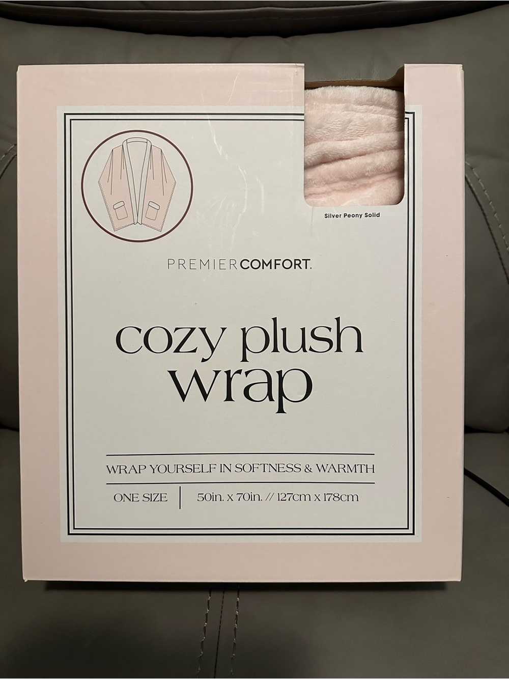Cozy Plush Wrap - Silver Peony